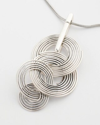 Silvertone Concentric Circles Pendant Necklace