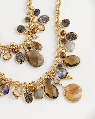 Faceted Gem Drop Off Bib Necklace click to view larger image.