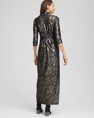 Foiled Knit Pleated Maxi Dress click to view larger image.