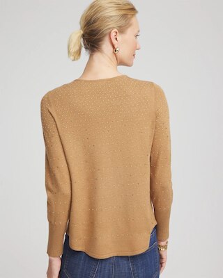Ella V-Neck Embellished Pullover Sweater click to view larger image.