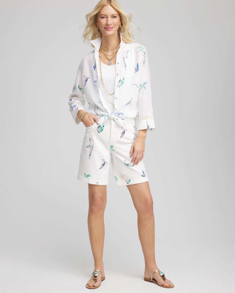 Girlfriend Cuffed Swing Denim Shorts click to view larger image.