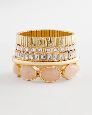 Small Pink Faceted Gem Stretch Bracelet click to view larger image.