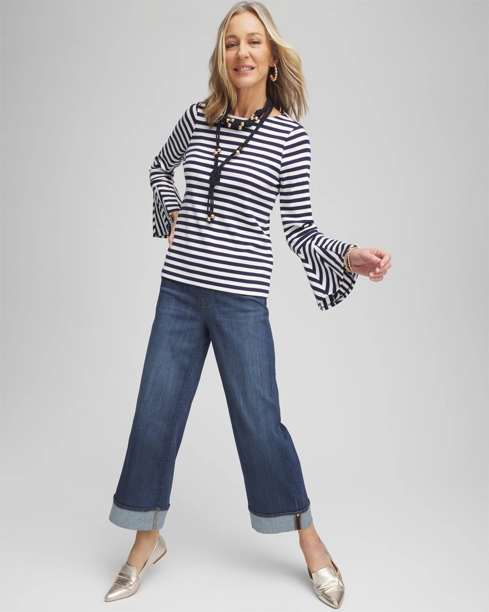 Pull-On Cuffed Jeans click to view larger image.