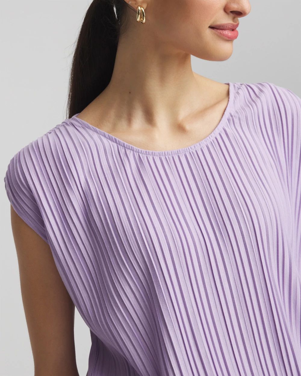 Pleated Bubble-Hem Tee