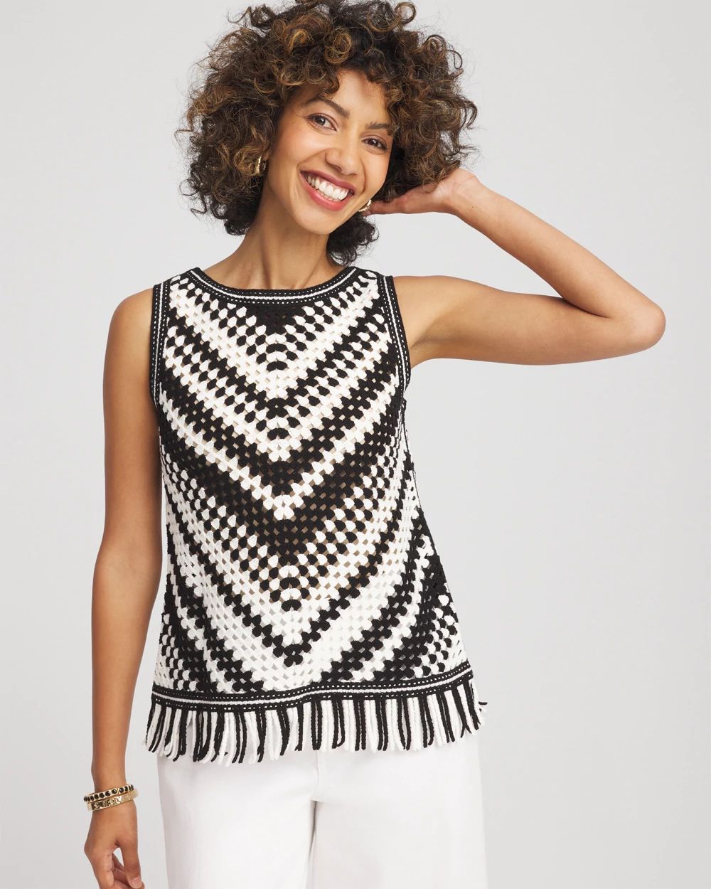 Crochet Fringe Sleeveless Sweater Tank