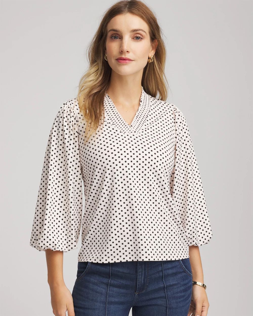 Bubble-Sleeve Smocked Top click to view larger image.