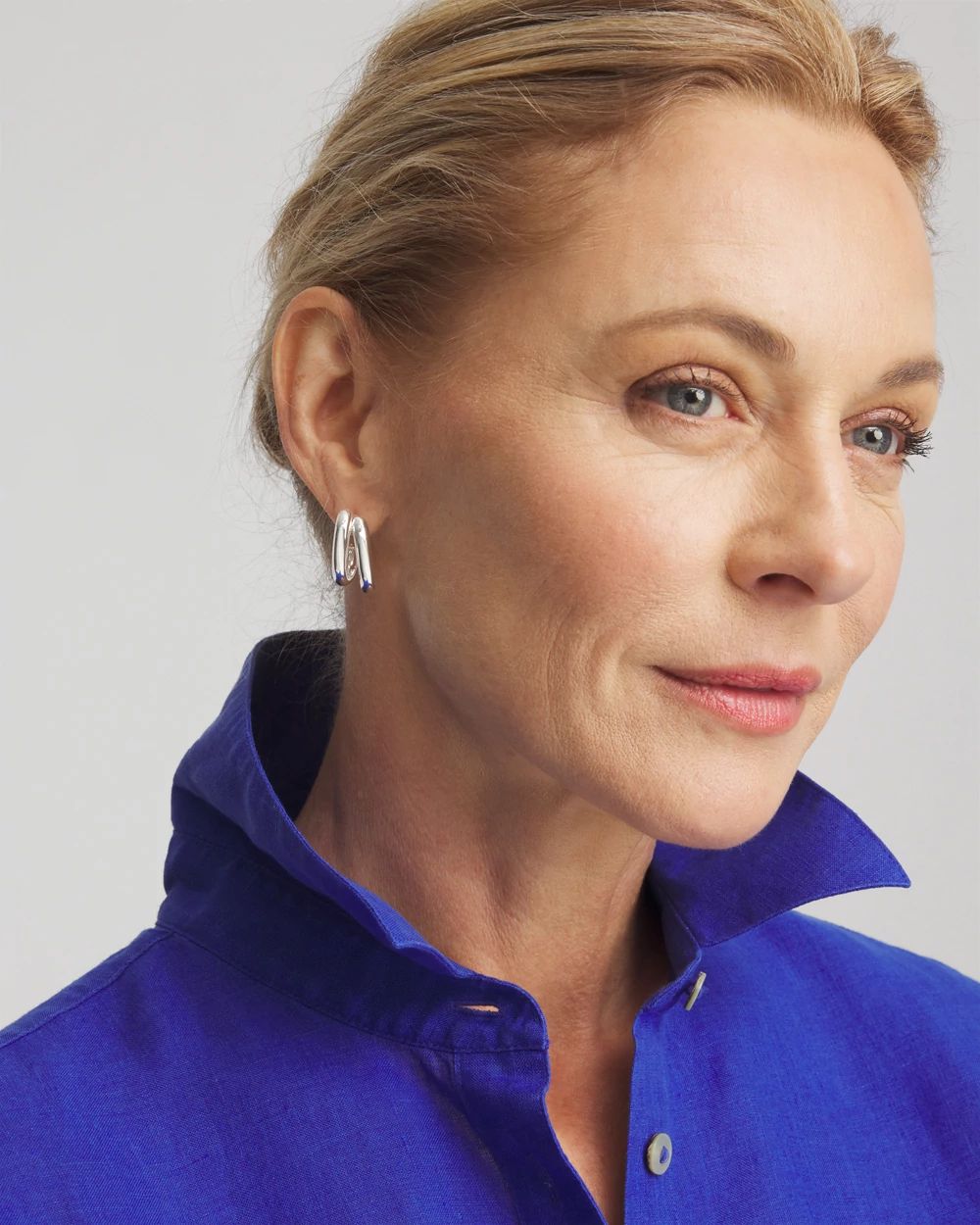 Silver Double Mini Hoop Earrings click to view larger image.