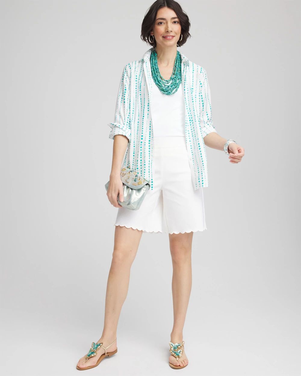 Brigitte™ Pull-On Scallop-Hem Shorts click to view larger image.