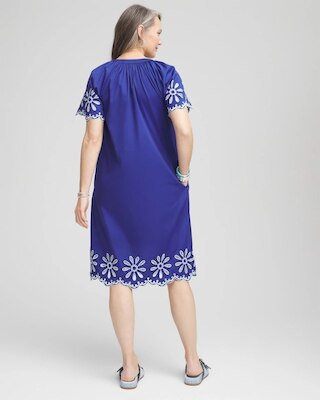Embroidered Poplin Popover Dress click to view larger image.