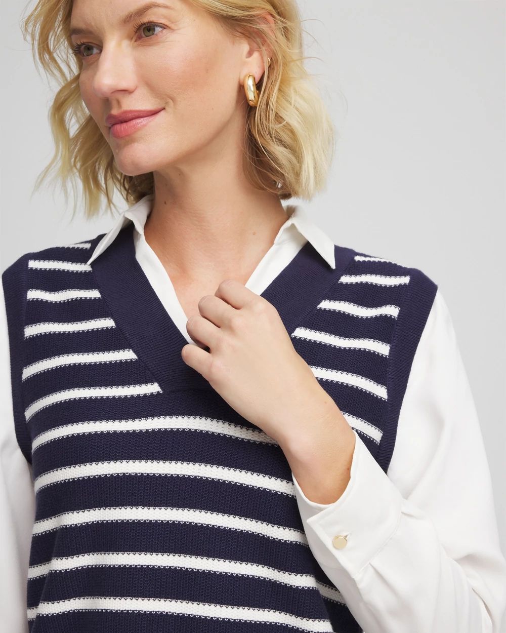 Striped V-Neck 2 in 1 Sweater Vest