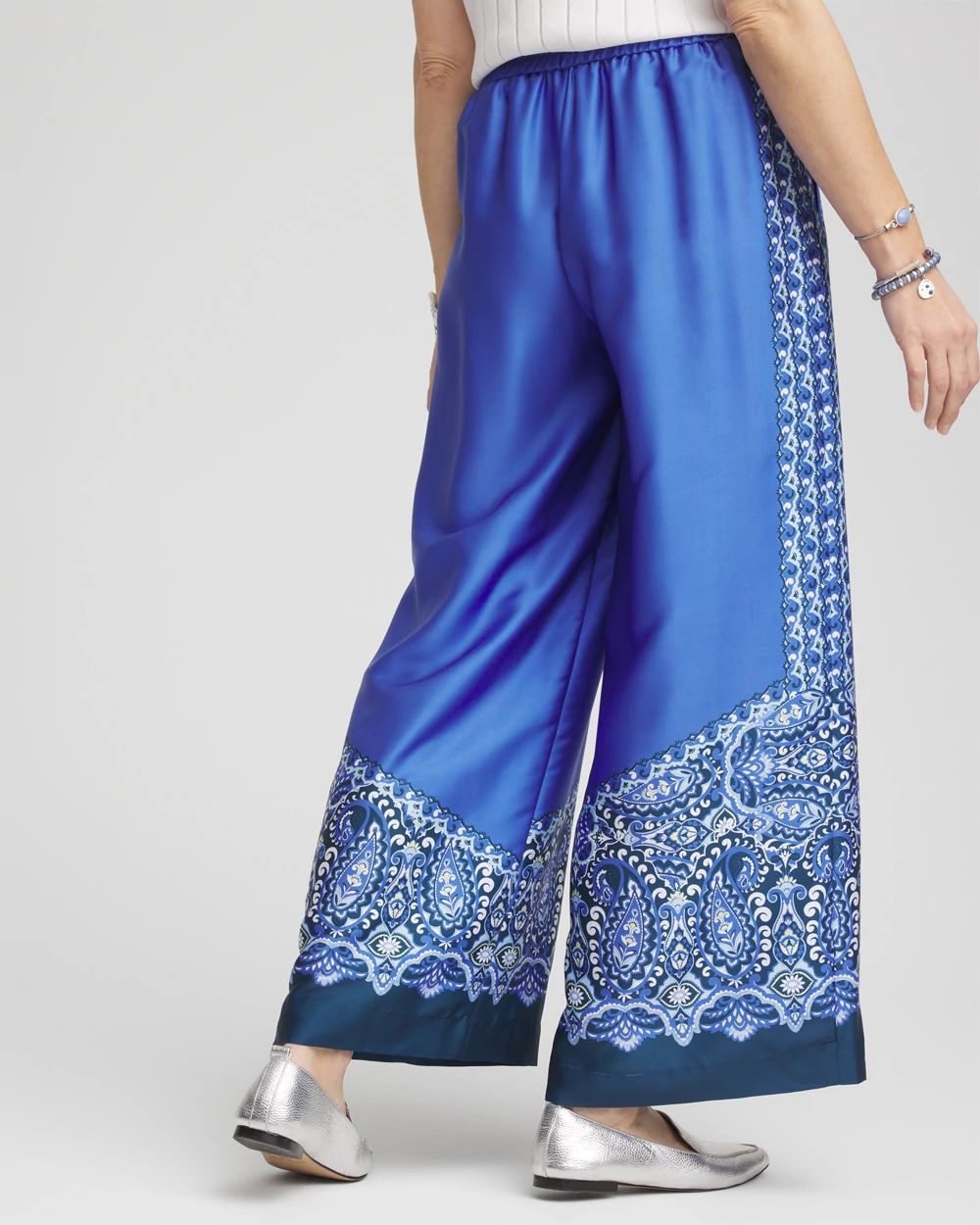 Pull-on Paisley Drawstring Cropped Pants