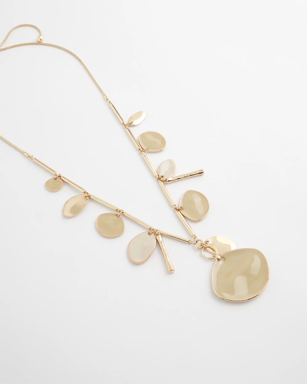 Gold Long Single Strand Necklace