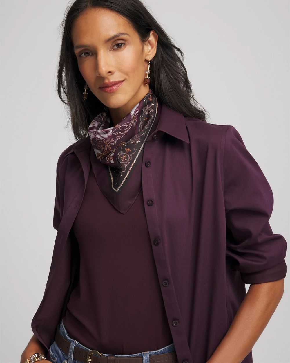 Frosty Floral Square Neckerchief Scarf