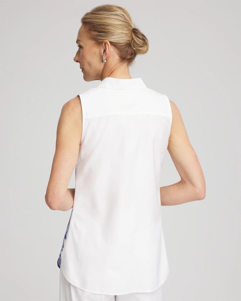 No Iron™ Palms Sleeveless Sateen Shirt click to view larger image.
