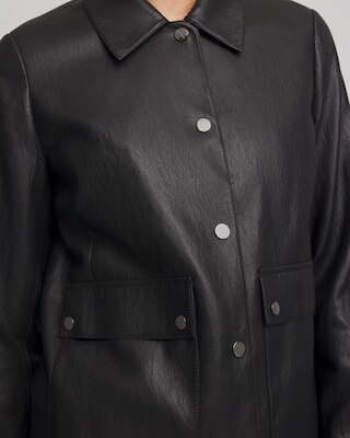 Snap Front Faux Leather Jacket click to view larger image.