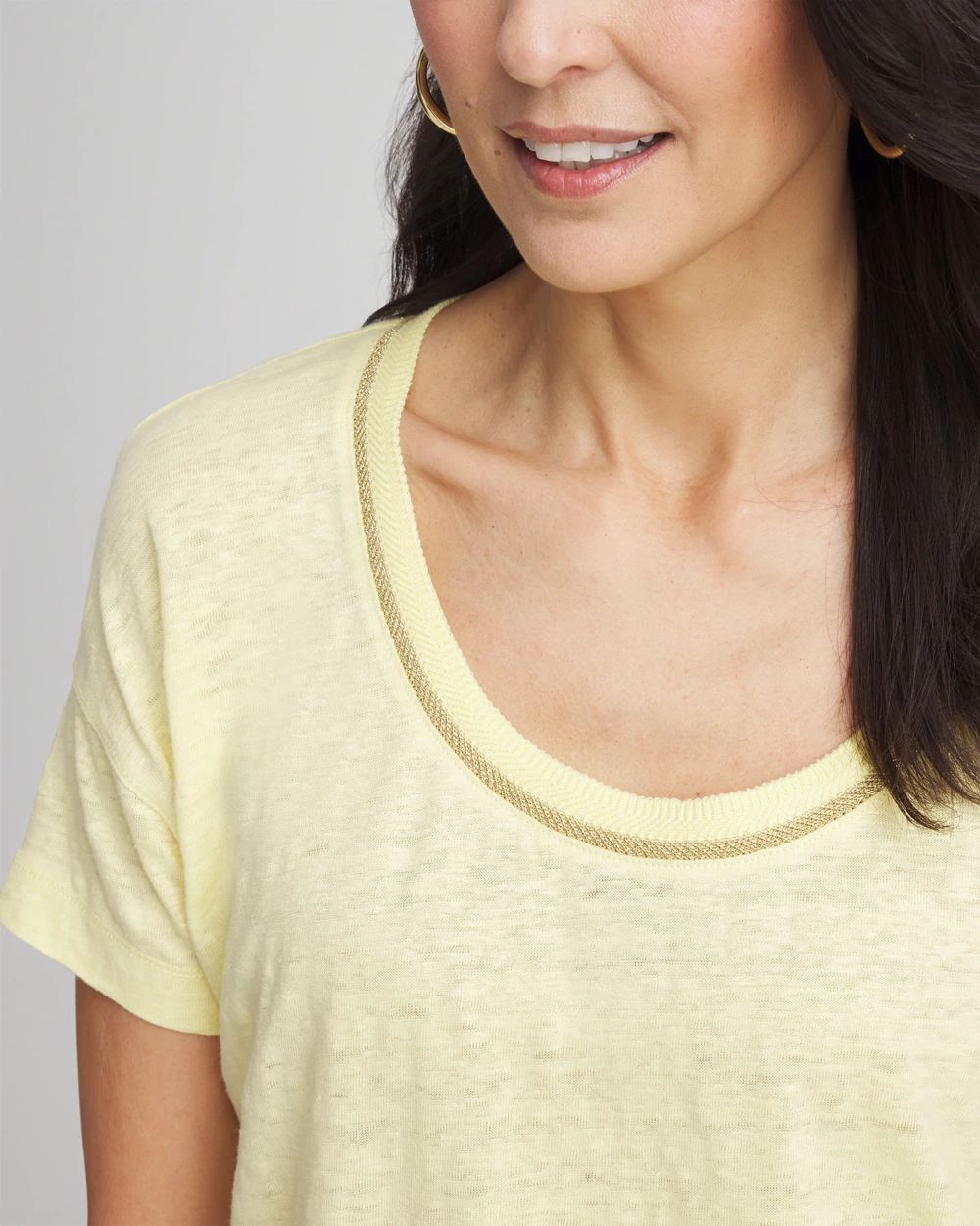 Sweater Trim Linen Tee click to view larger image.