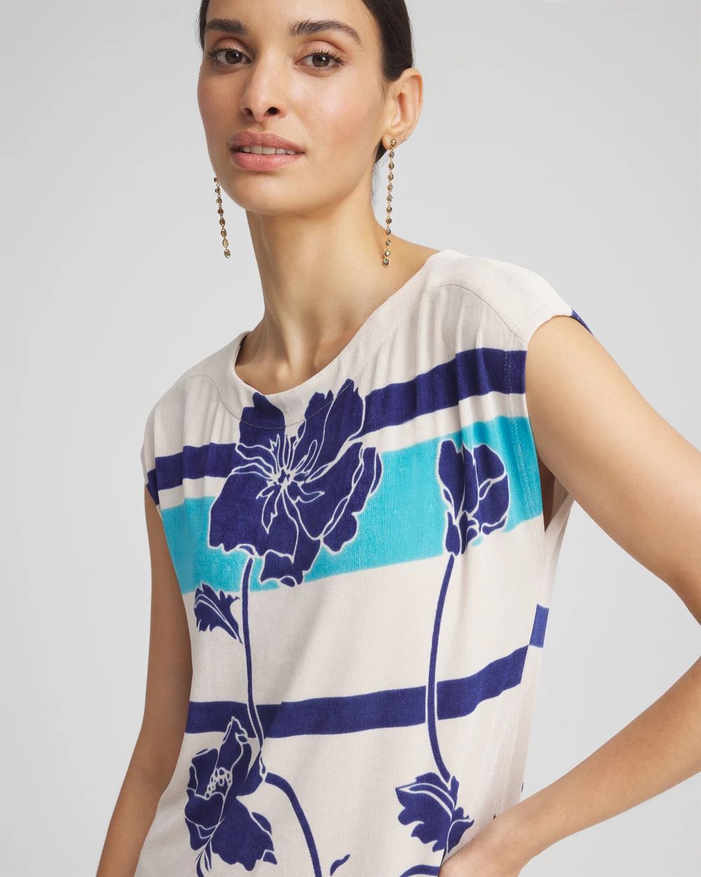 Travelers™ Wildflower Cap-Sleeved Column Dress click to view larger image.