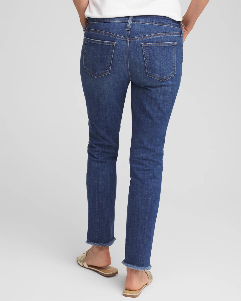Girlfriend Slim Frayed Ankle Jeans