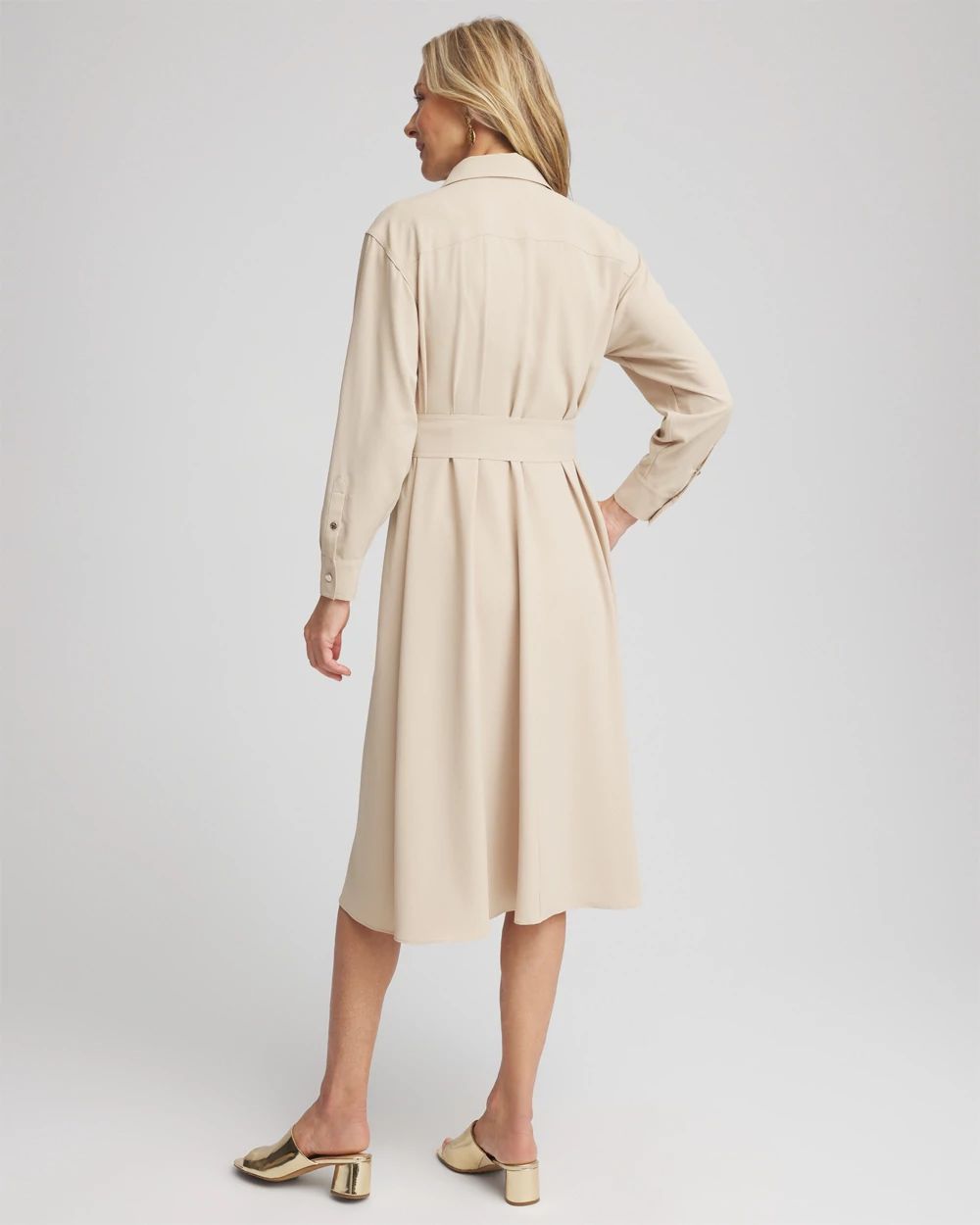 Petite Twill Belted Midi Shirtdress