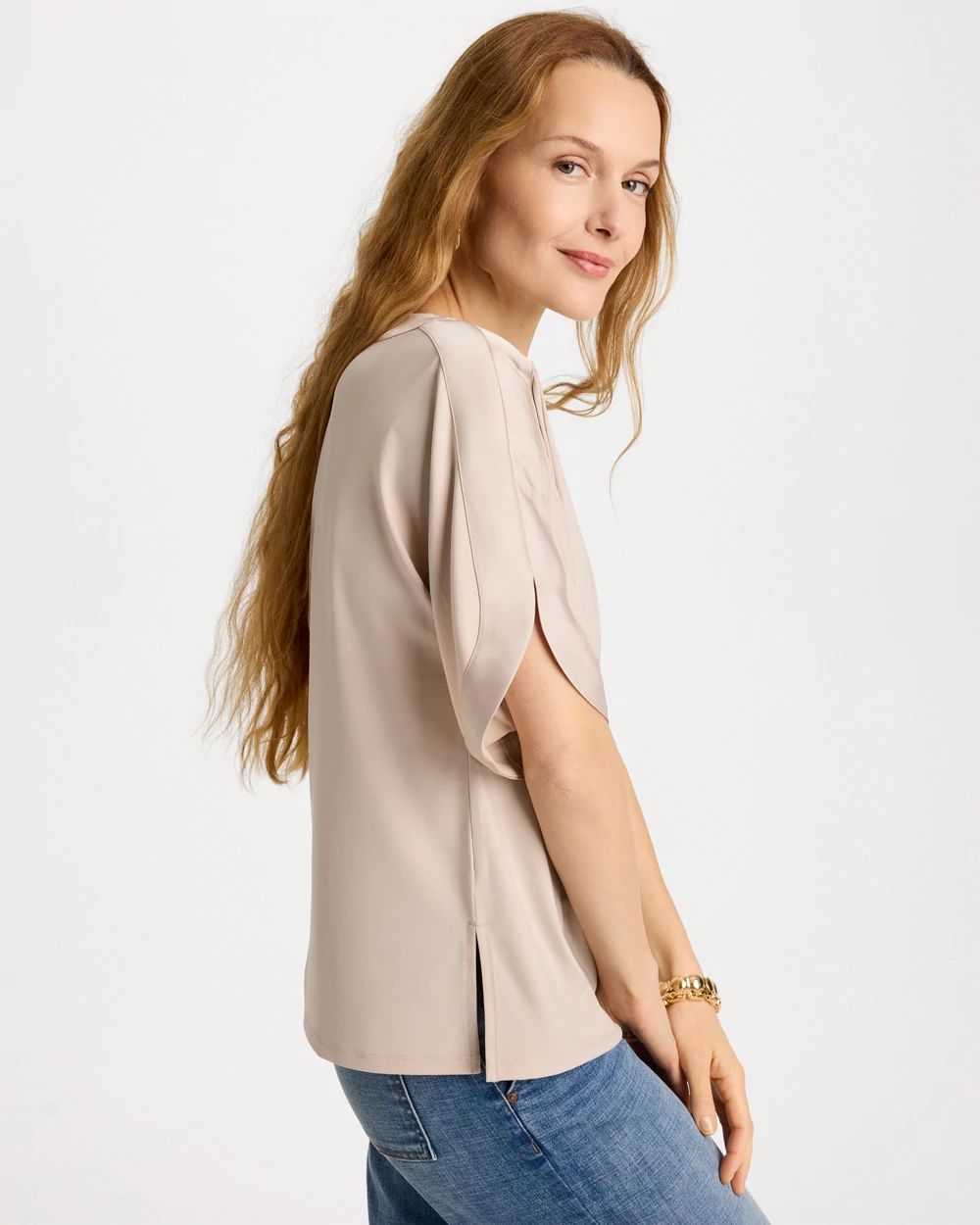 Jersey & Satin Dolman Tee