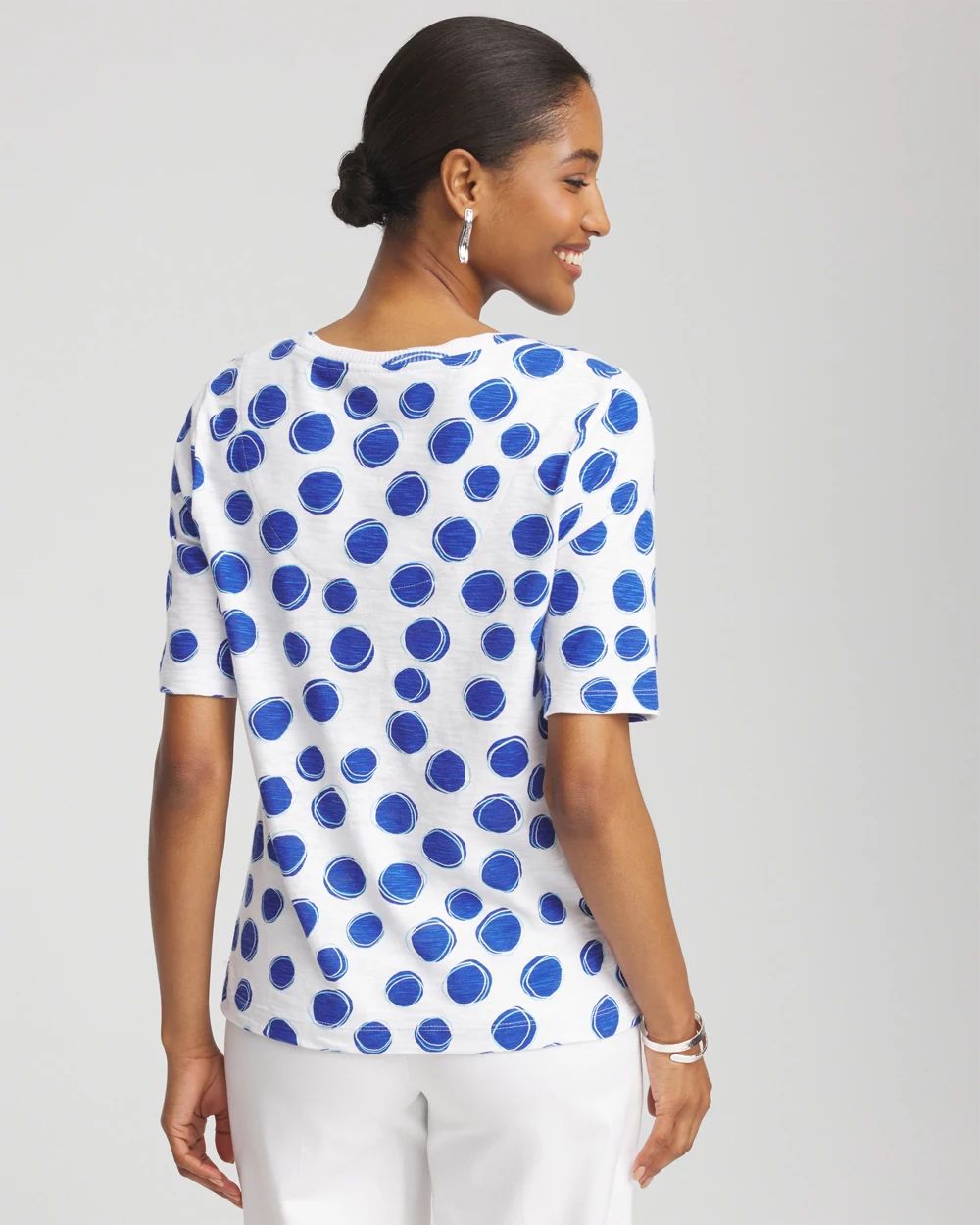 Polka-Dot Slub Short Sleeve Tee
