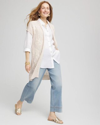 Pointelle Open-Front Cardigan click to view larger image.