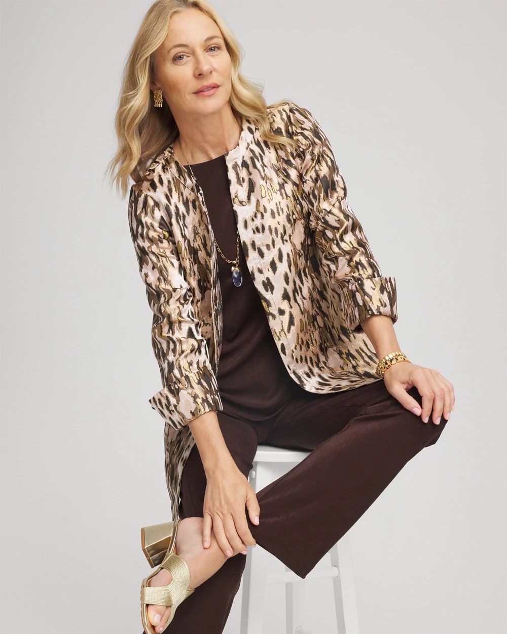 Travelers™ Collection Animal Jacquard Jacket click to view larger image.