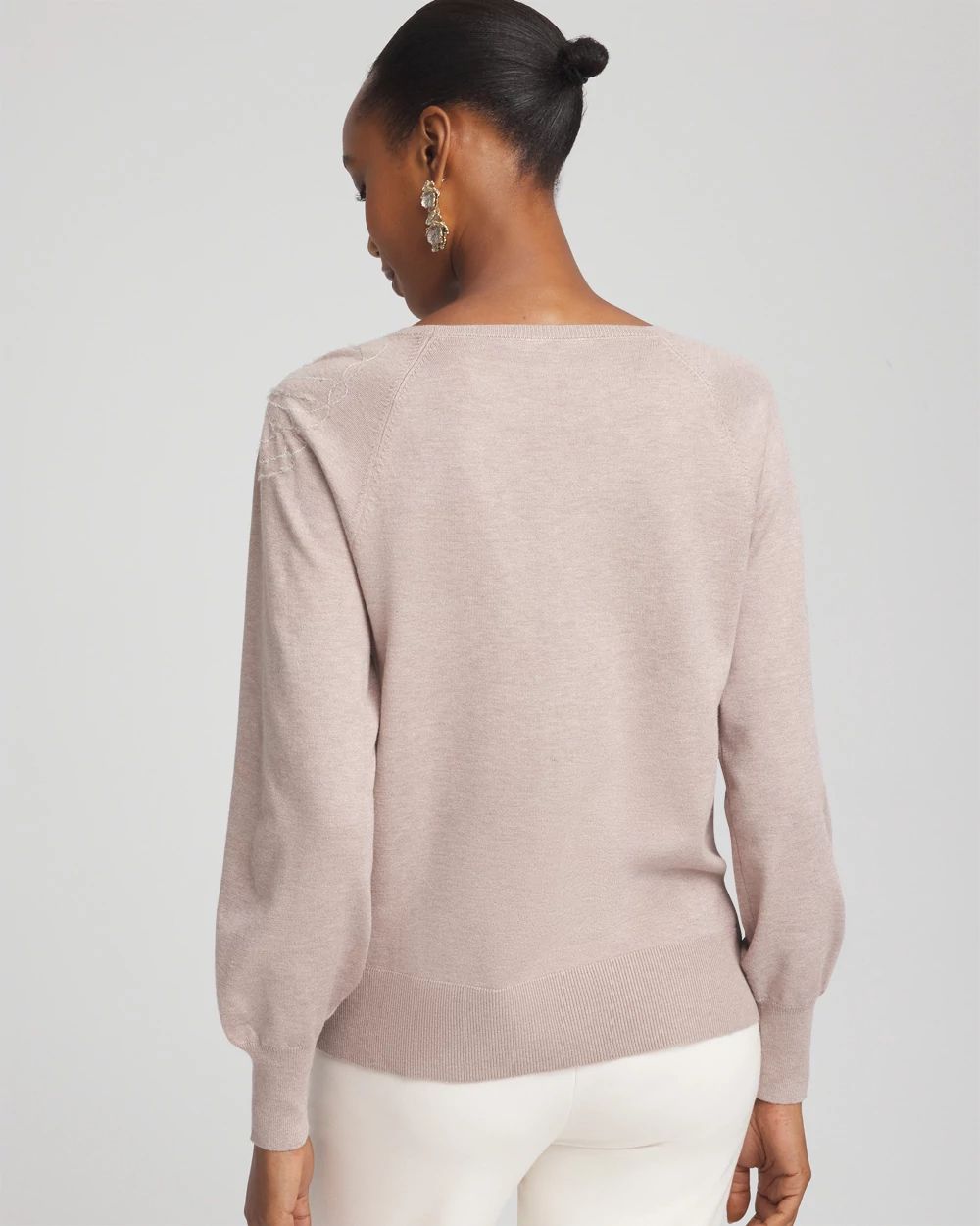 Embroidered Pull-Over Boatneck Sweater click to view larger image.