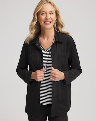 Suede Collared Long-Sleeved Shacket