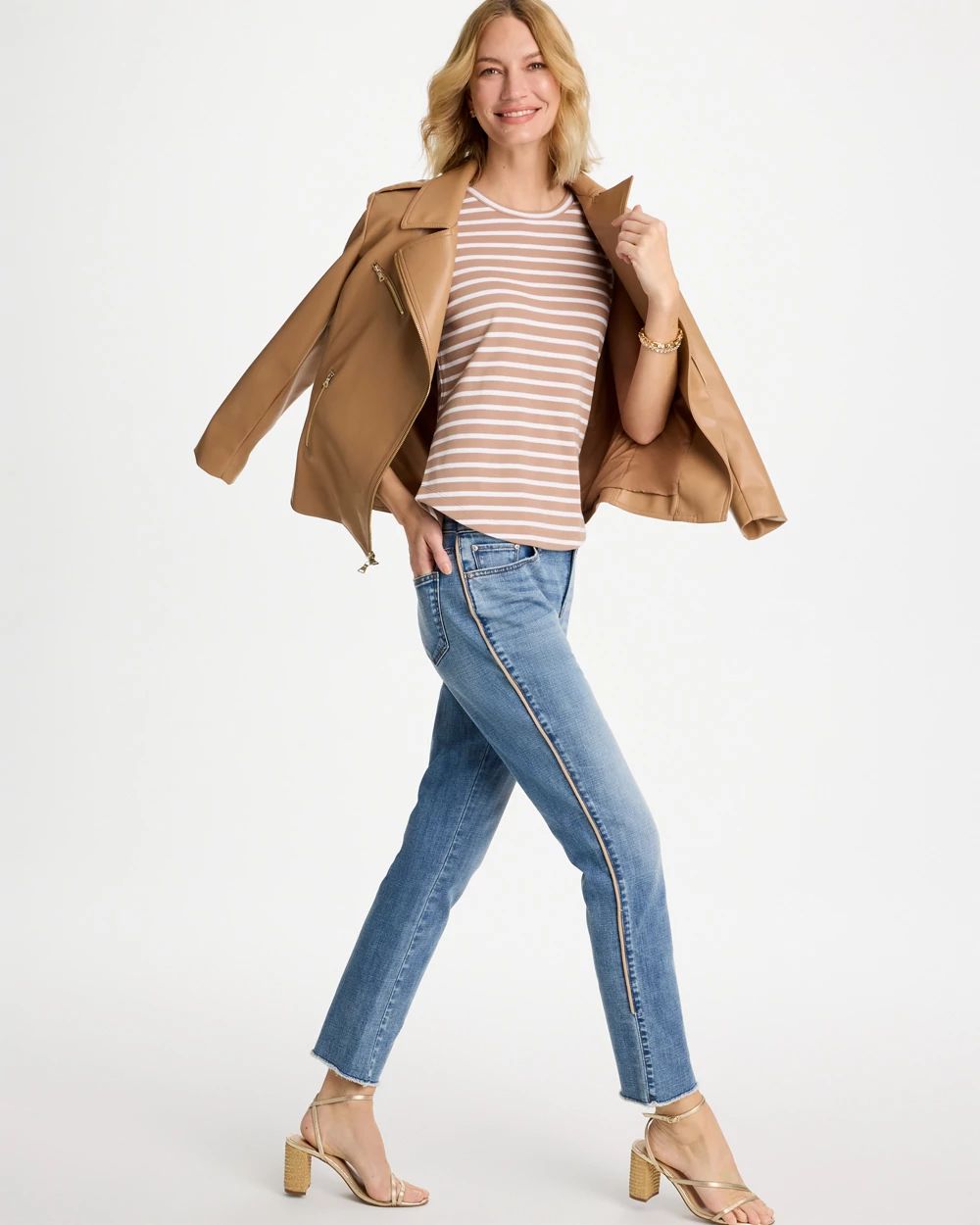 Girlfriend Roll Cuff Crop Jeans click to view larger image.