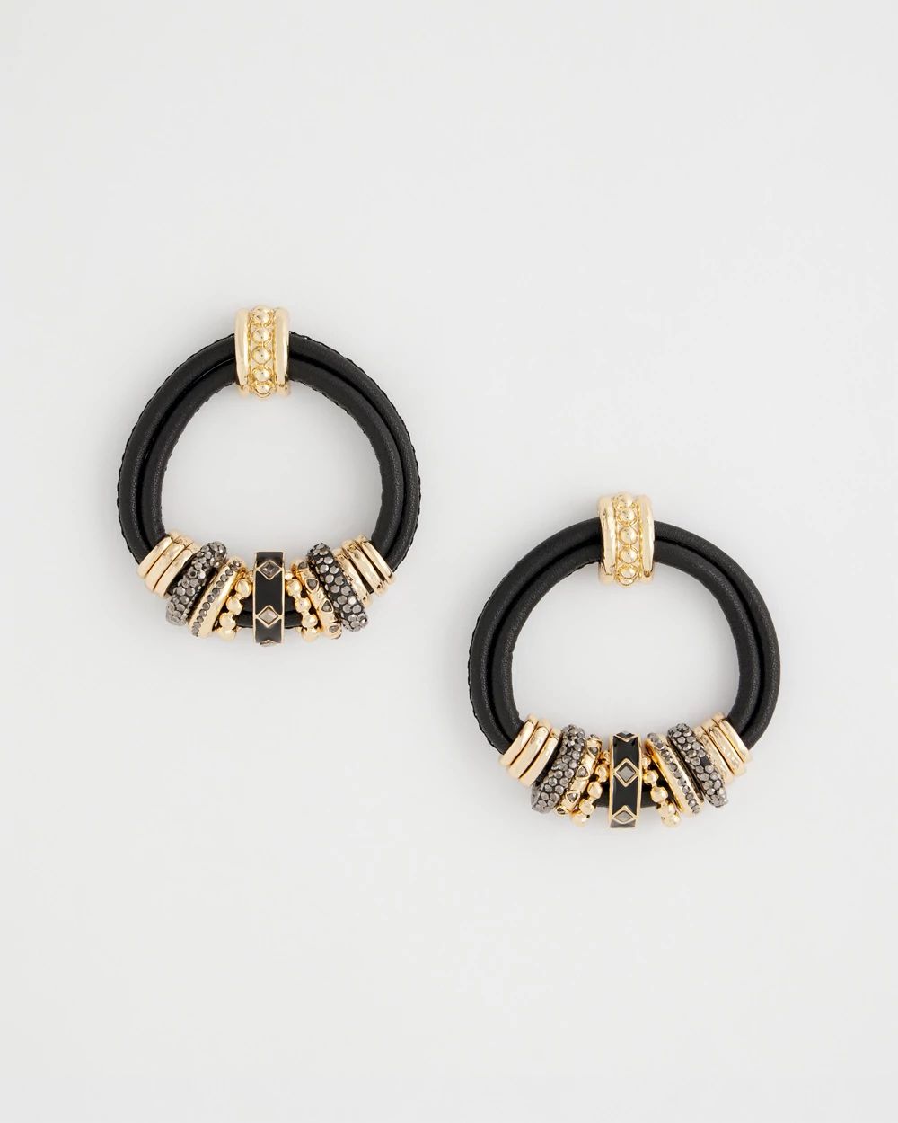 Black & Goldtone Charm Earrings