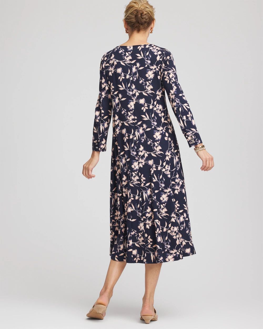 Printed Godet Popover Midi Dress click to view larger image.