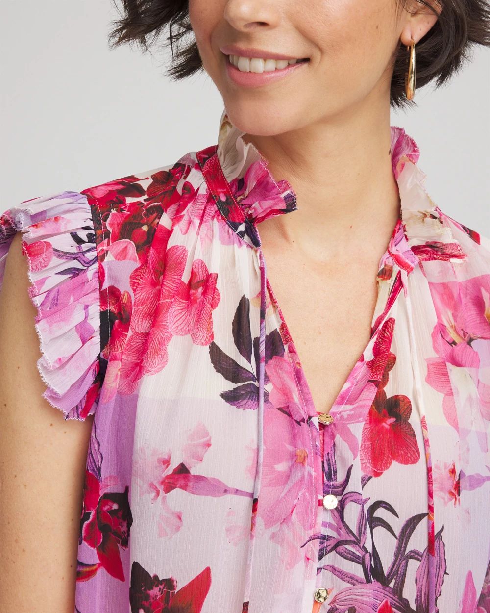 Floral Ruffle Collar Blouse