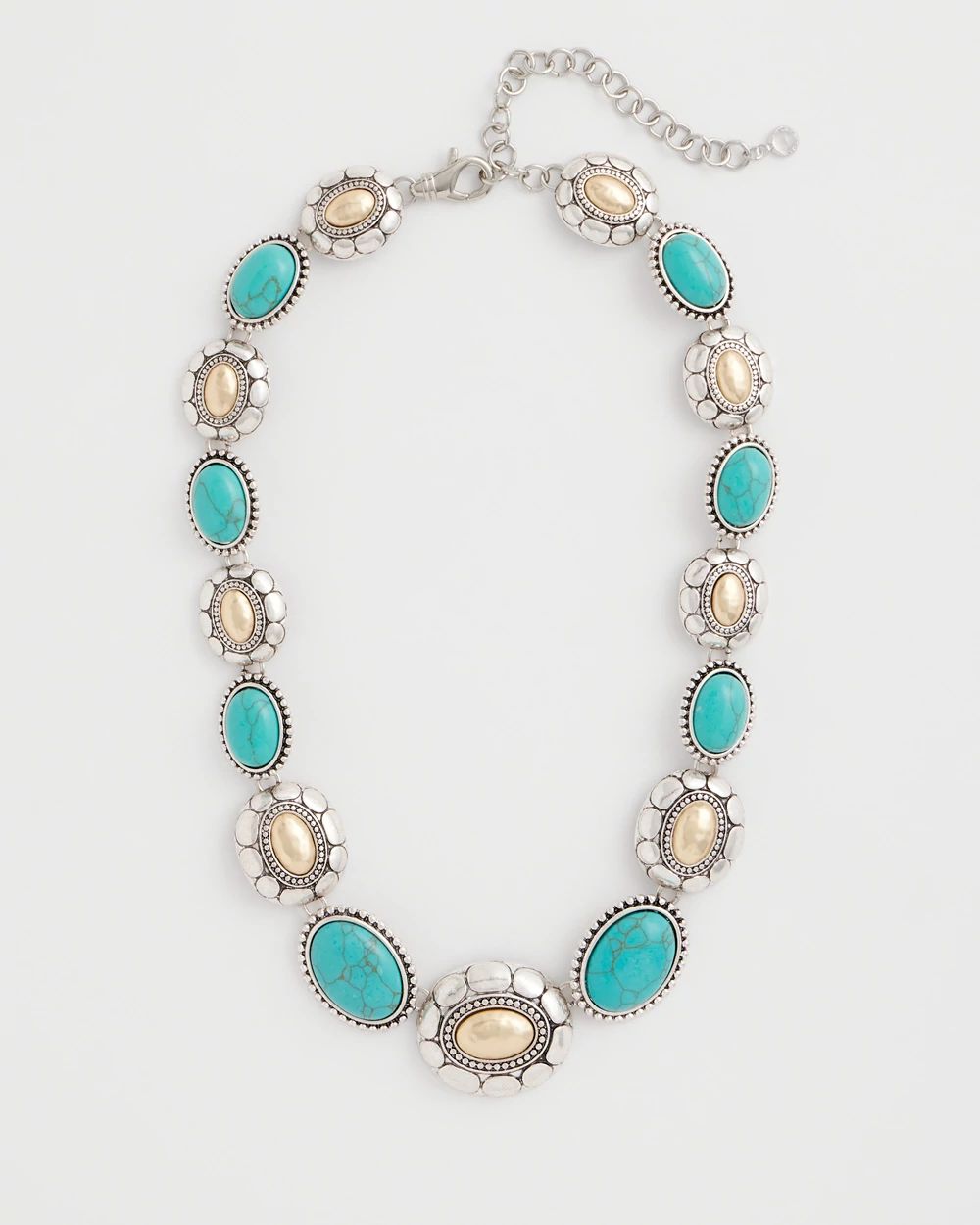 Turquoise Mixed Metal Collar Necklace