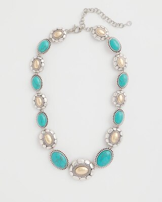 Turquoise Mixed Metal Collar Necklace