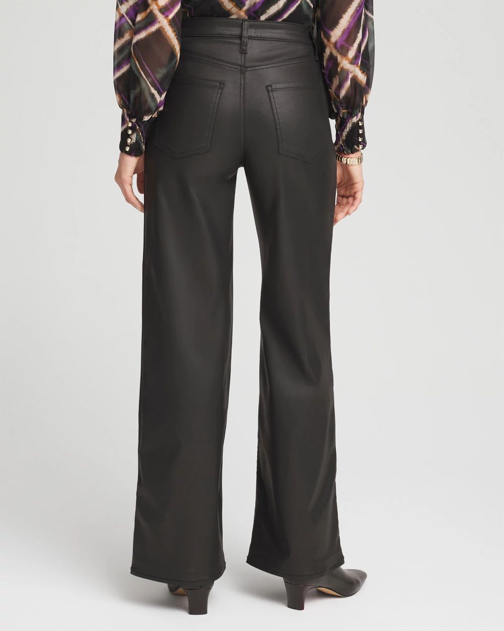 High Rise Wide Leg Coated Denim Jeans