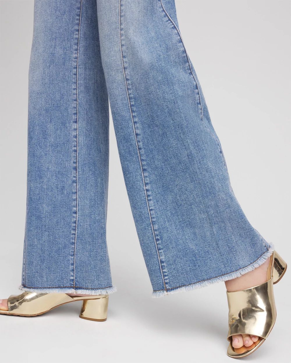 High-Rise Wide-Leg Frayed Jeans