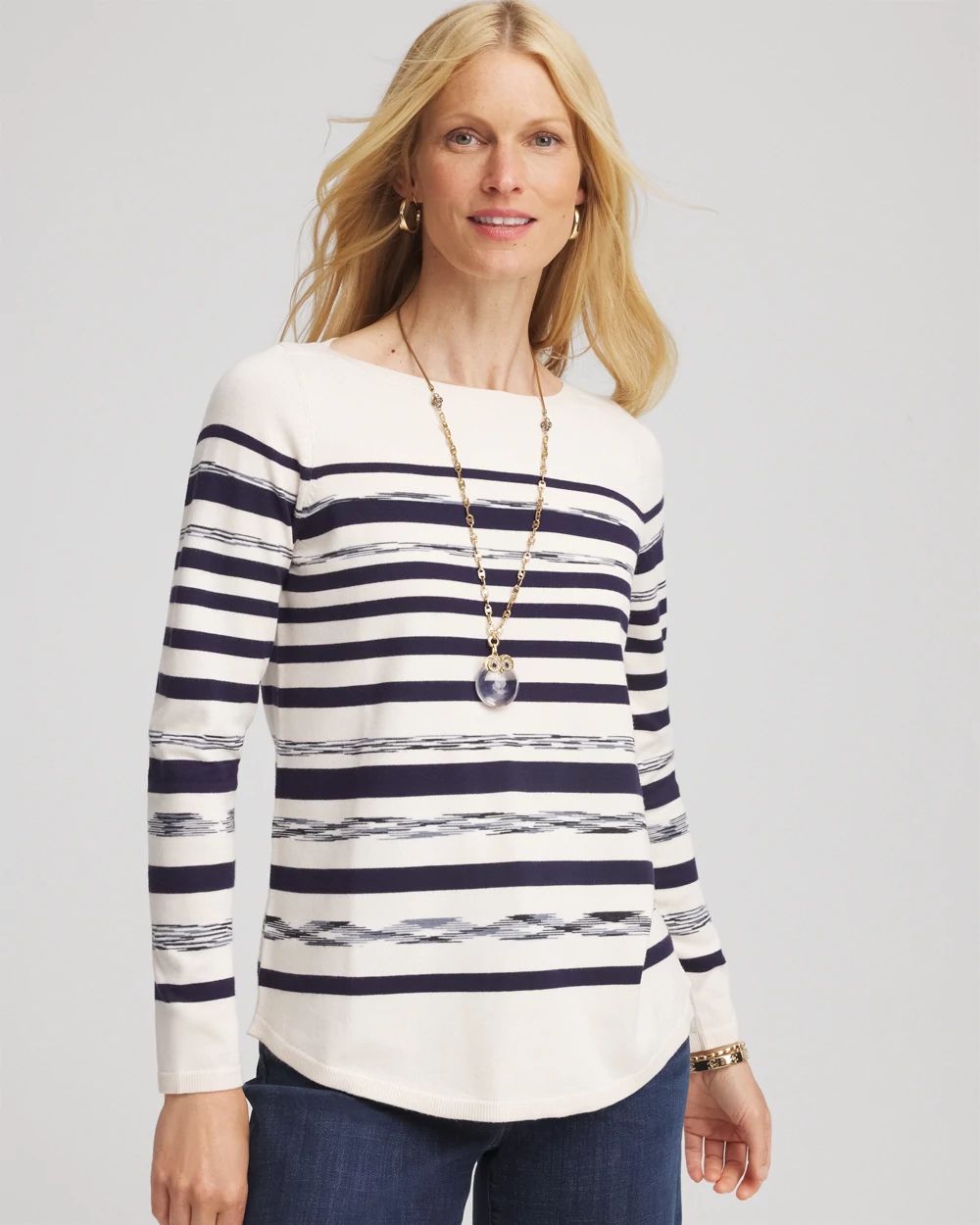 Ella Striped Bateau Pullover Sweater
