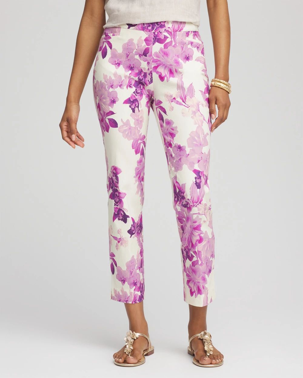 Brigitte™ Floral Pull-On Slim Cropped Pants