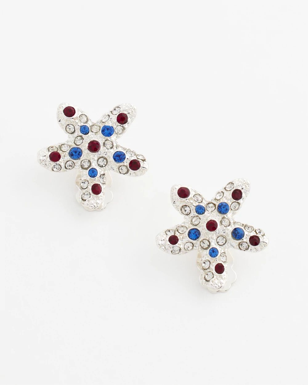 Red White & Blue Starfish Clip-On Earrings