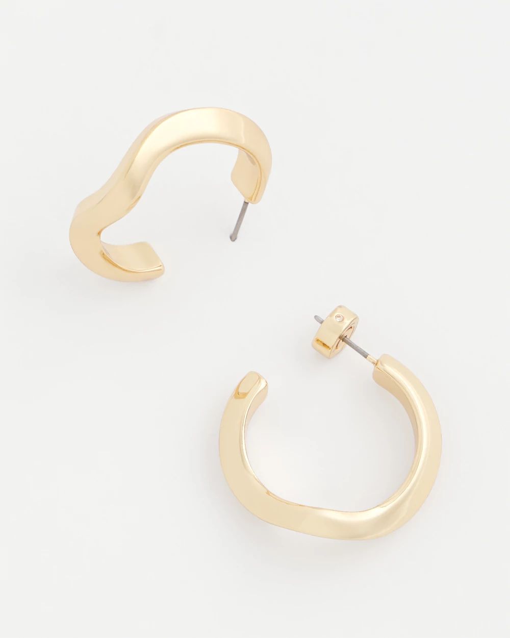Gold Wavy Hoop Earrings click to view larger image.