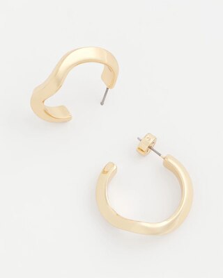 Gold Wavy Hoop Earrings click to view larger image.