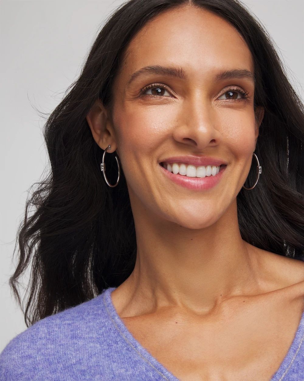 Silver Oval Hoop Earrings