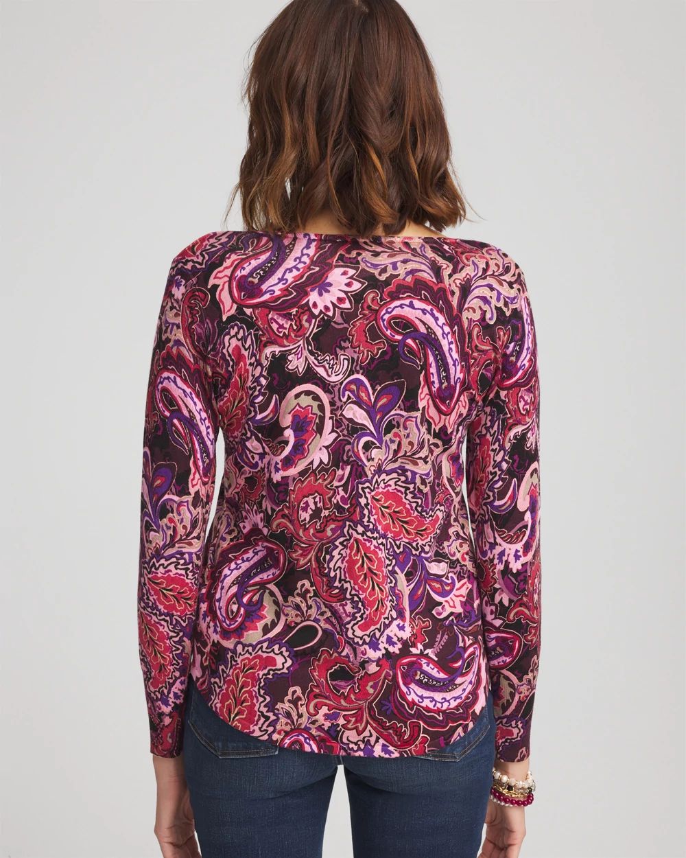 Paisley V-Neck Pullover Sweater