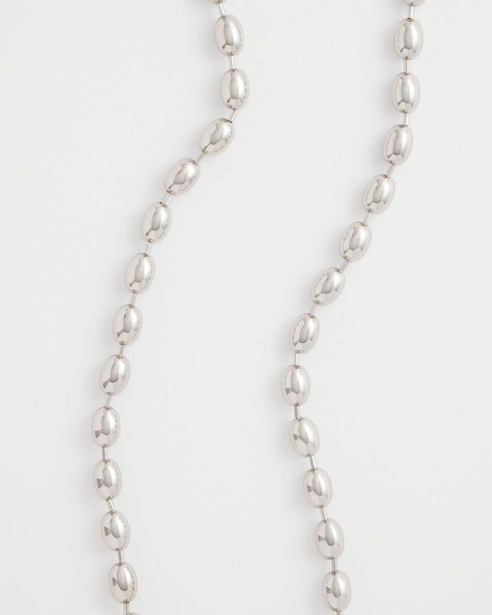 Silver Bead Long Single Strand Necklace click to view larger image.