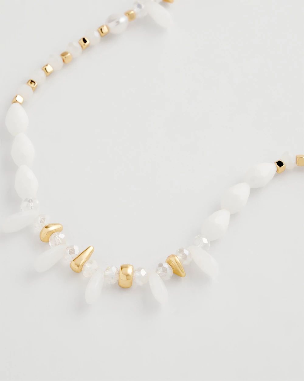 White Beaded Single Strand Necklace