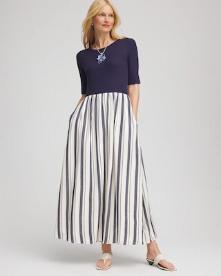 Mixed Metallic Striped Maxi Dress