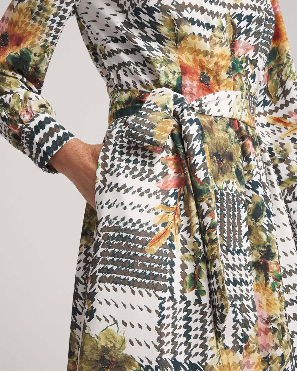 Artisanal Floral Print  Maxi Shirtdress click to view larger image.