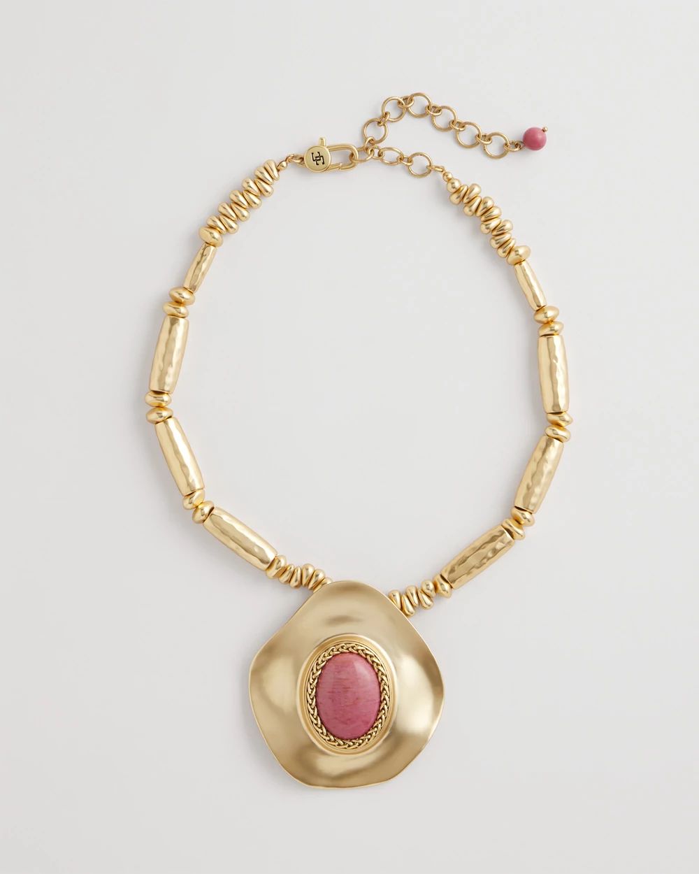 Golden Rhodonite Stone Pendant Necklace