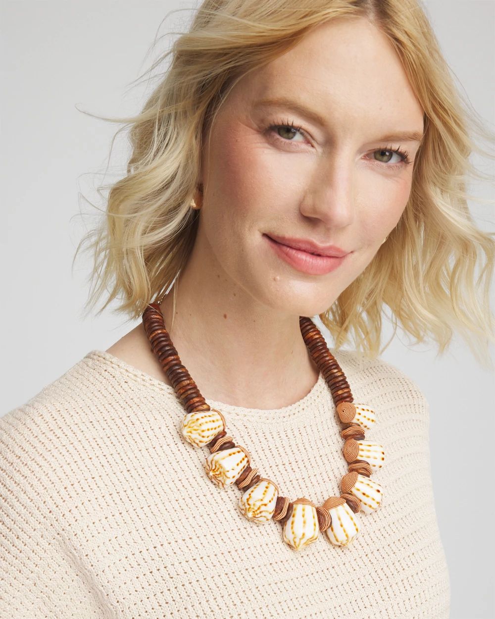 Shell & Wood Bib Necklace